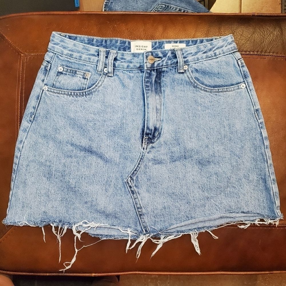 INSIGHTSASHA DENIM A-LINE MINI SKIRT - Picture 6 of 10